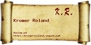 Kromer Roland névjegykártya